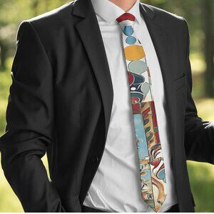 Modernist Baroque Tie Retro Designer Menswear Tie Necktie Mid Century Painting